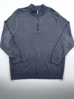 Tommy Bahama Sweater Mens 2XL Charcoal Gray Cotton Merino Wool Coastal 1/4 Zip